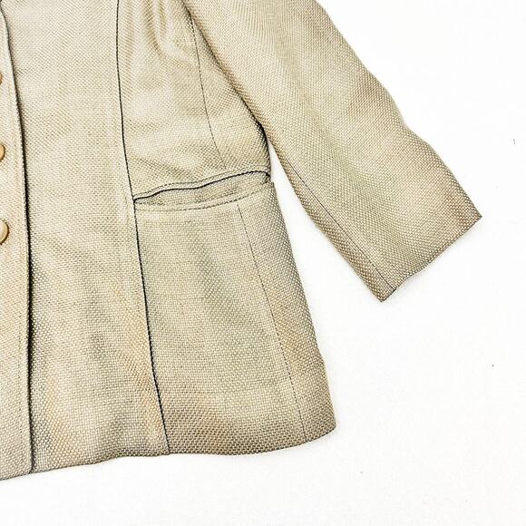 John Tagia Linen Blend Woven Button Down Blazer Shoulder Pads Size 16 - Picture 3 of 6